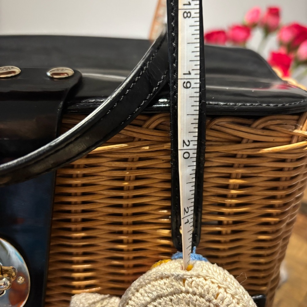 KATE SPADE NEW YORK Wicker Leather Trimmed Square Basket Bag - Picture 6 of 15